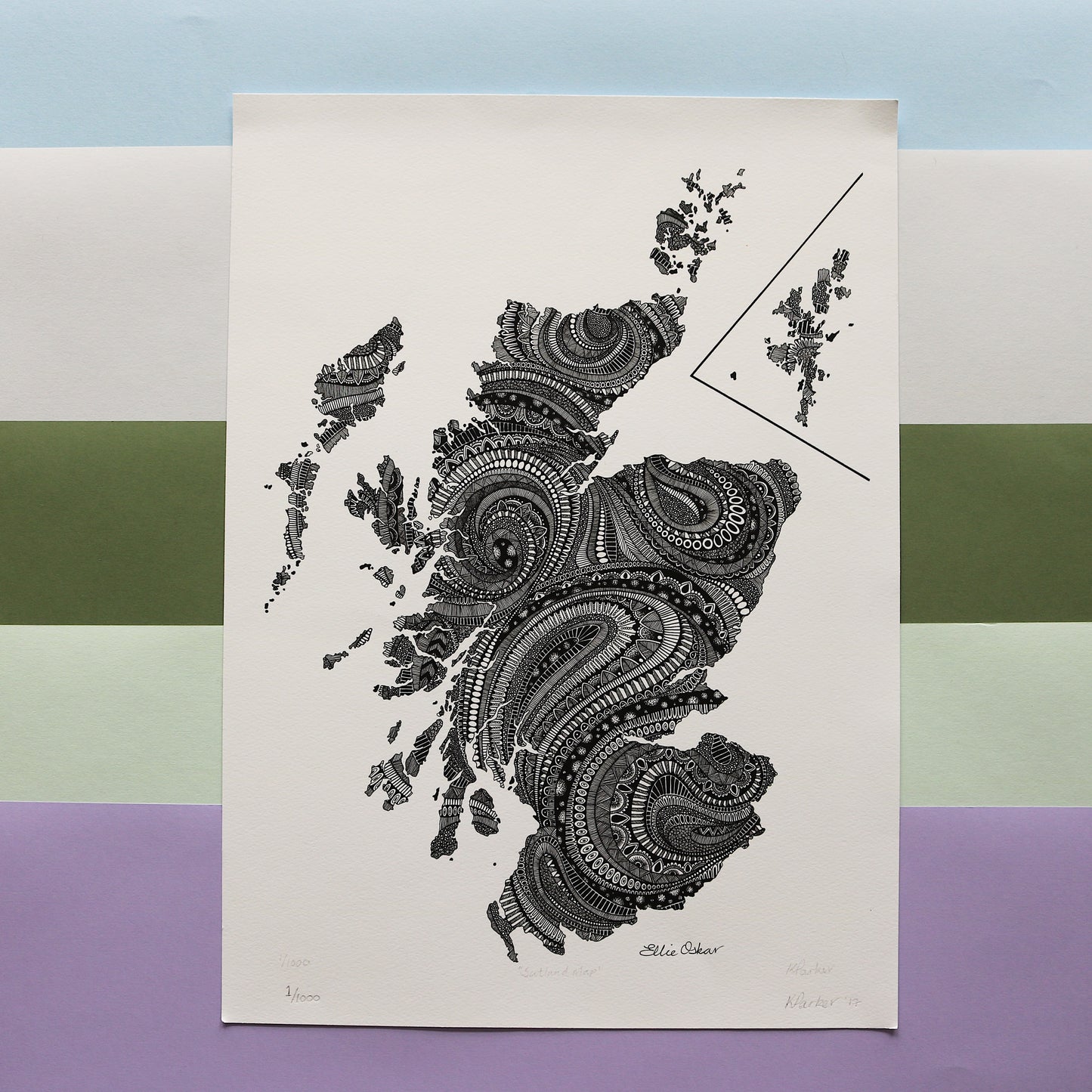 SALE - A3 Map of Scotland Print - **Ex-Display & Old Branding**