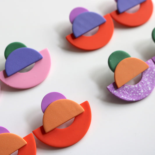 Arca Studs in Apricot & Orchid Speck