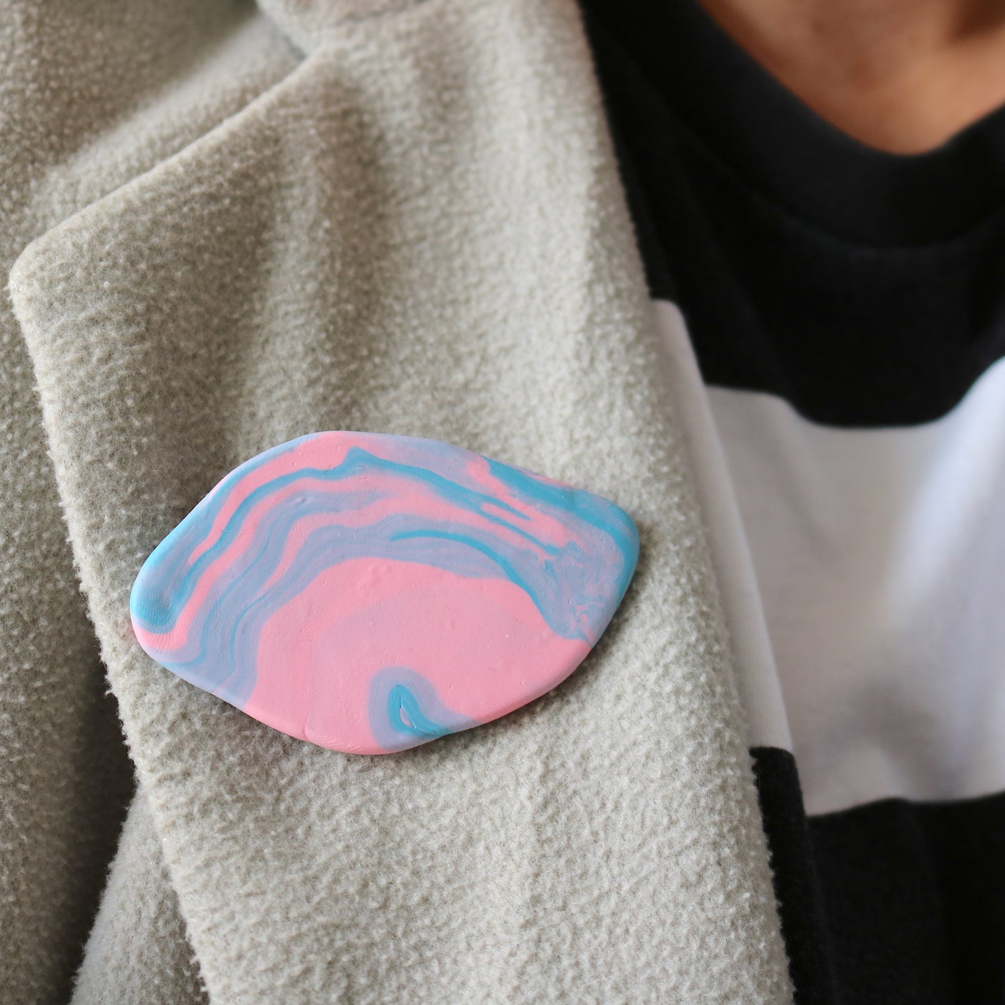 Pebble Brooch in Candy Waste Clay