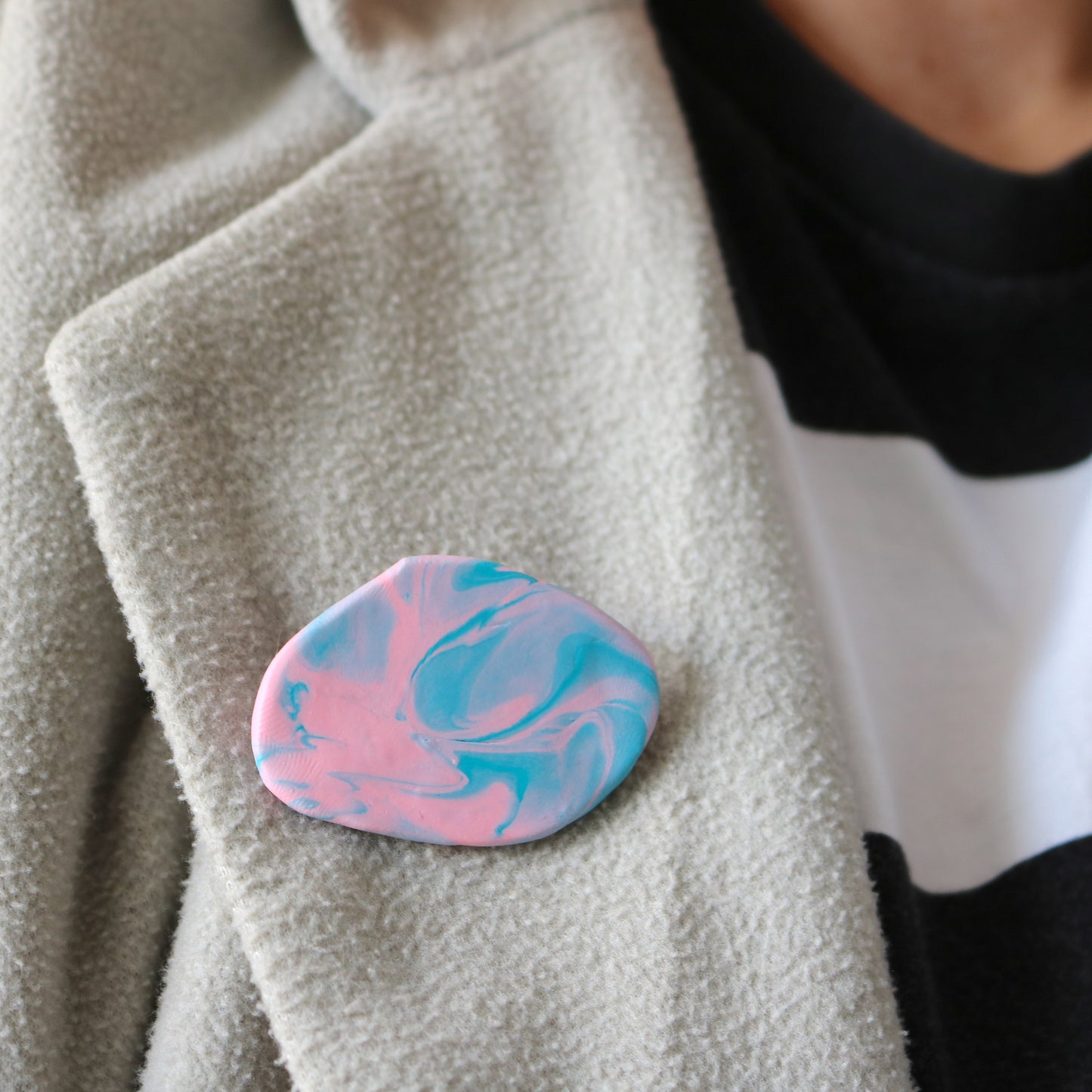 Pebble Brooch in Candy Waste Clay