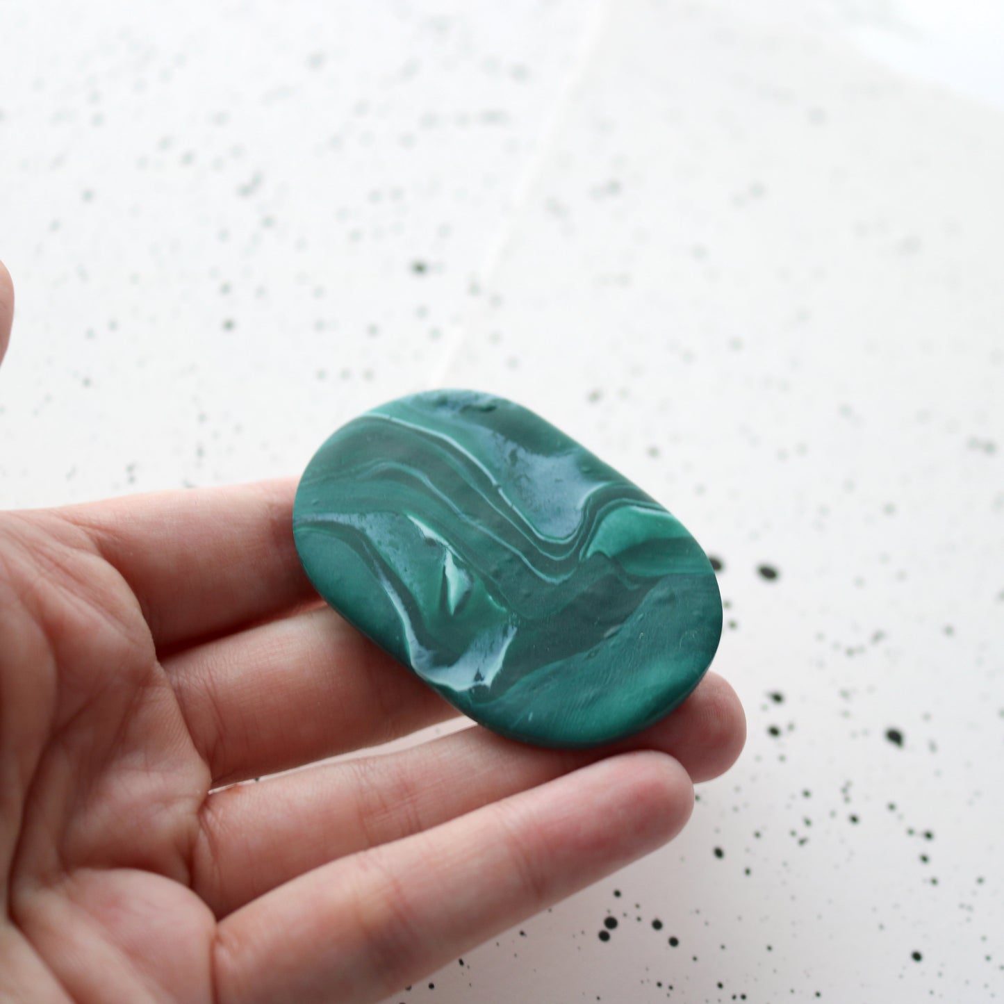 Waste Clay Brooch in Green Marble