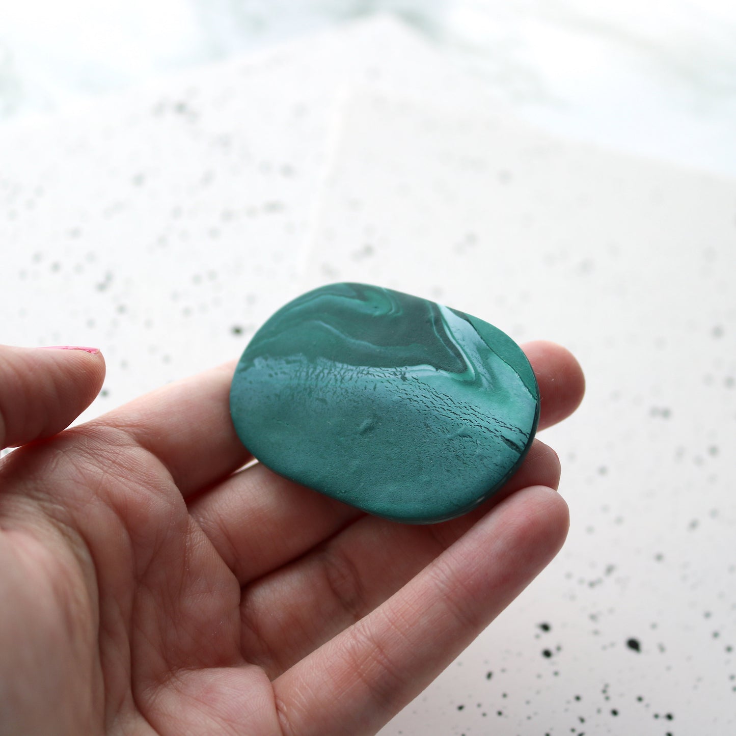 Waste Clay Brooch in Green Marble