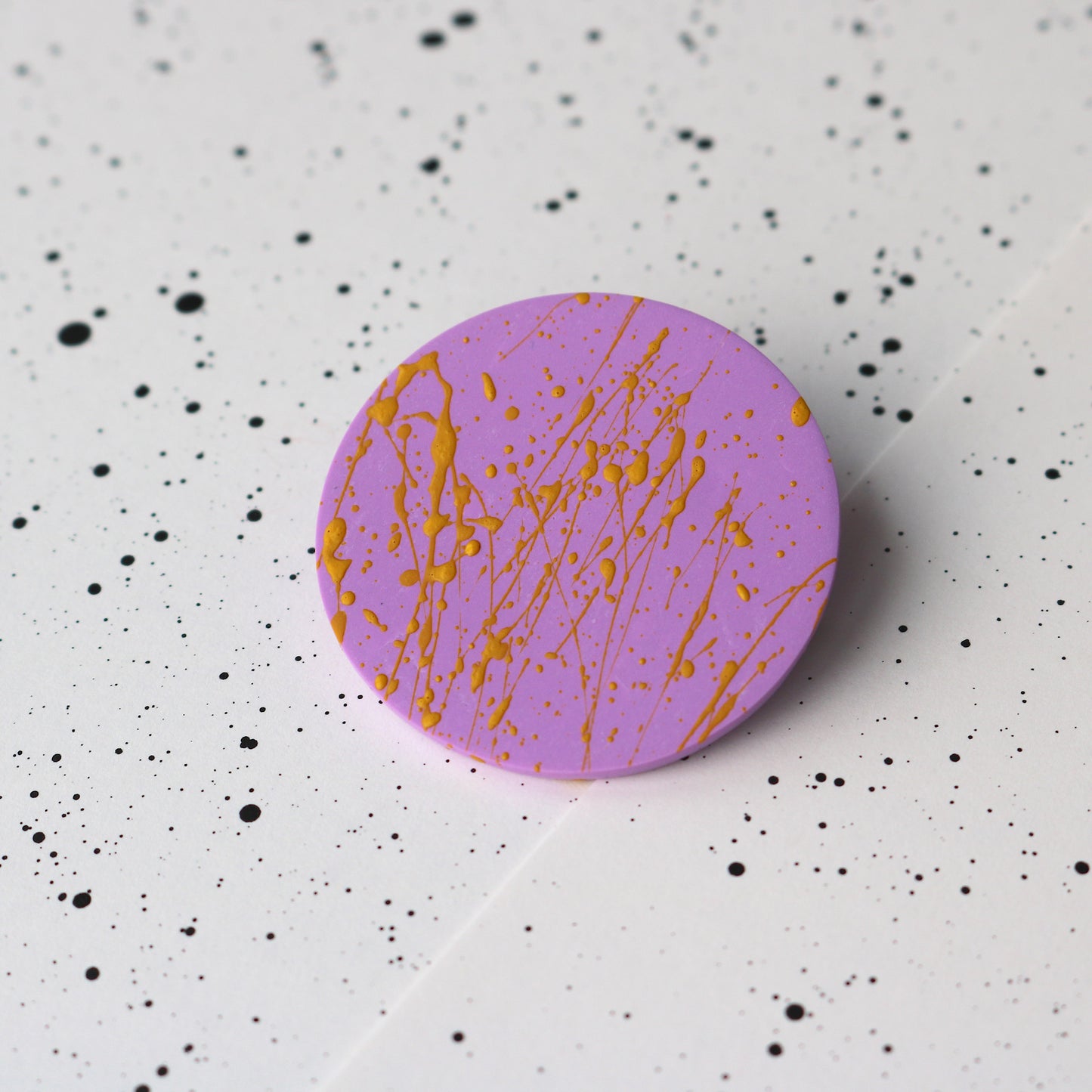 Round Brooch in Orchid + Mango Speck