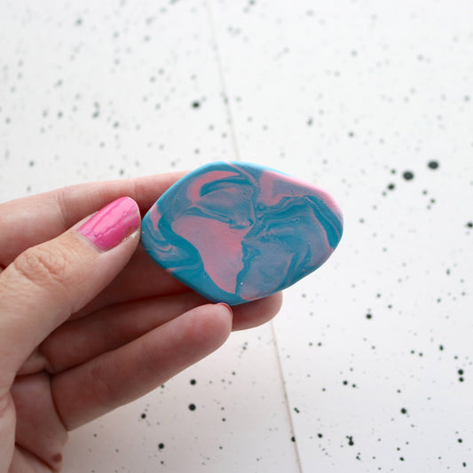 Pebble Brooch in Candy Waste Clay