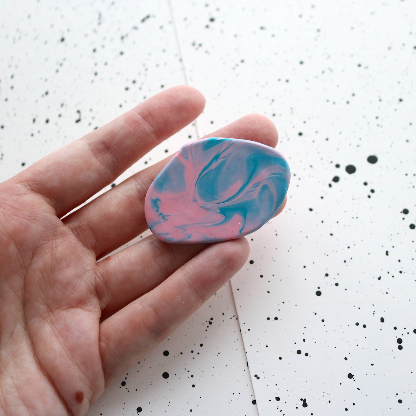 Pebble Brooch in Candy Waste Clay