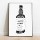 Hand drawn artwork of a bottle of Balvenie whisky in black and white