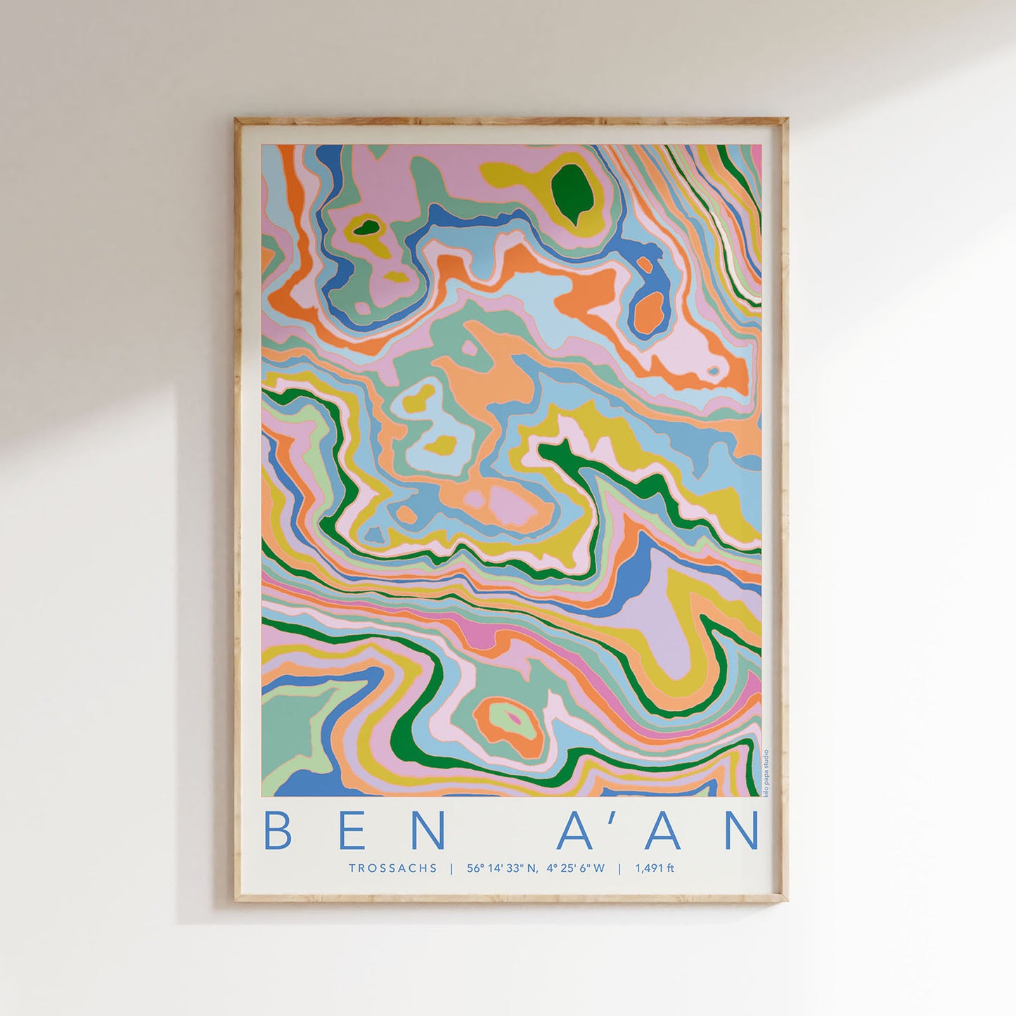 Ben A'an Colourful Topography Map Print