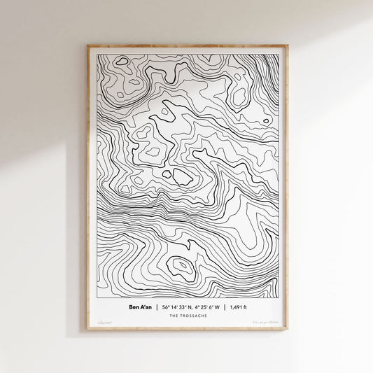 Ben A'an Topography Map Print