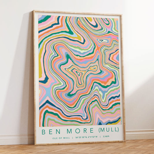 Ben More (Mull) Colourful Topography Print