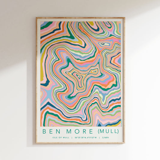 Ben More (Mull) Colourful Topography Print