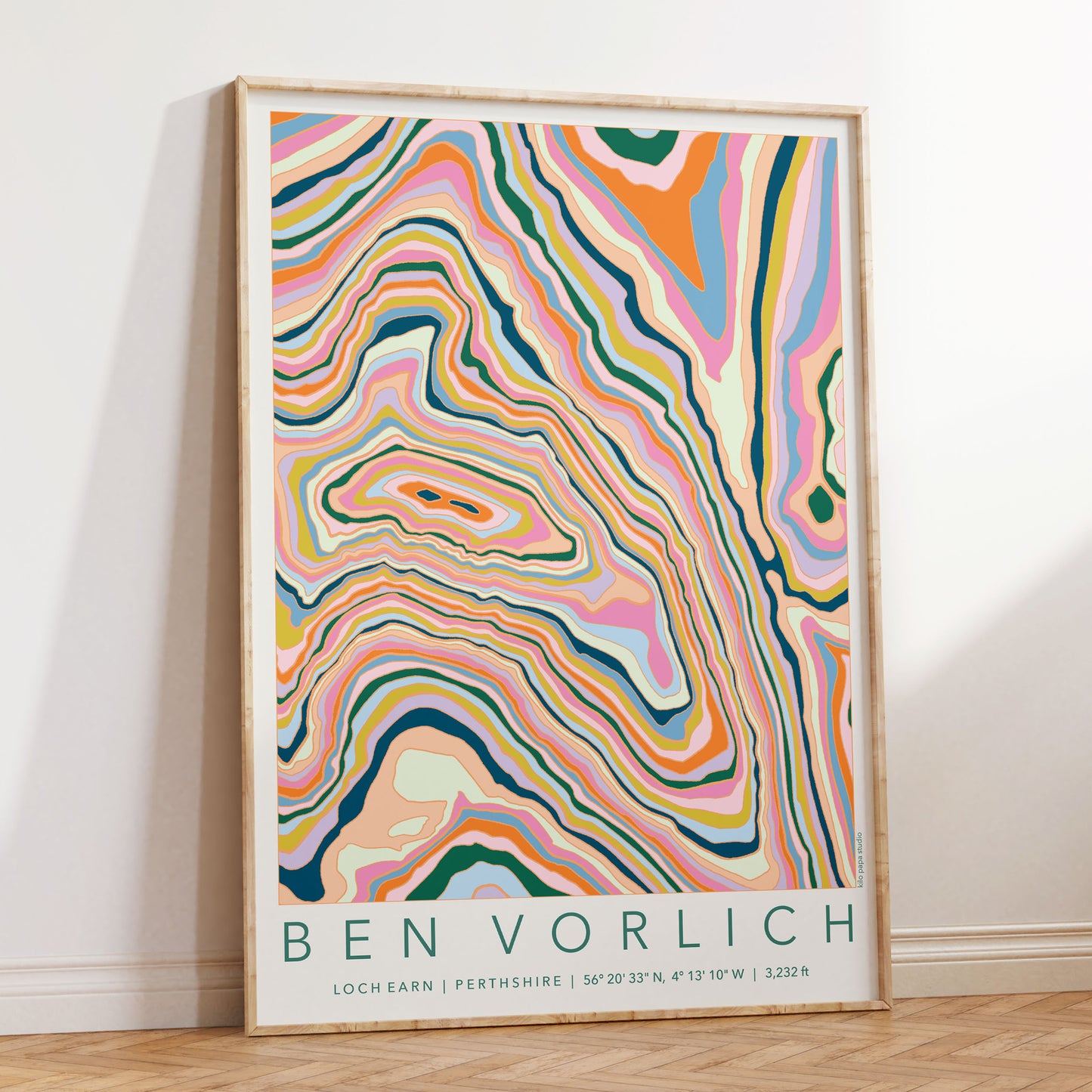 Ben Vorlich Loch Earn Colourful Topography Map Print