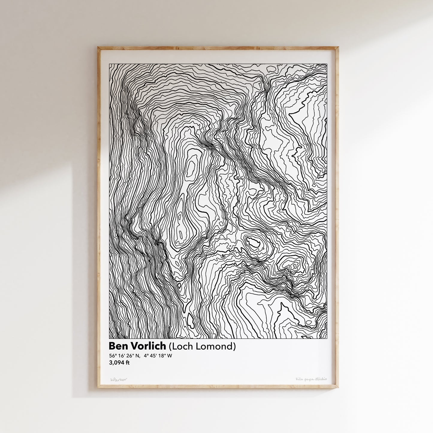 Ben Vorlich Loch Lomond Topography Map Print