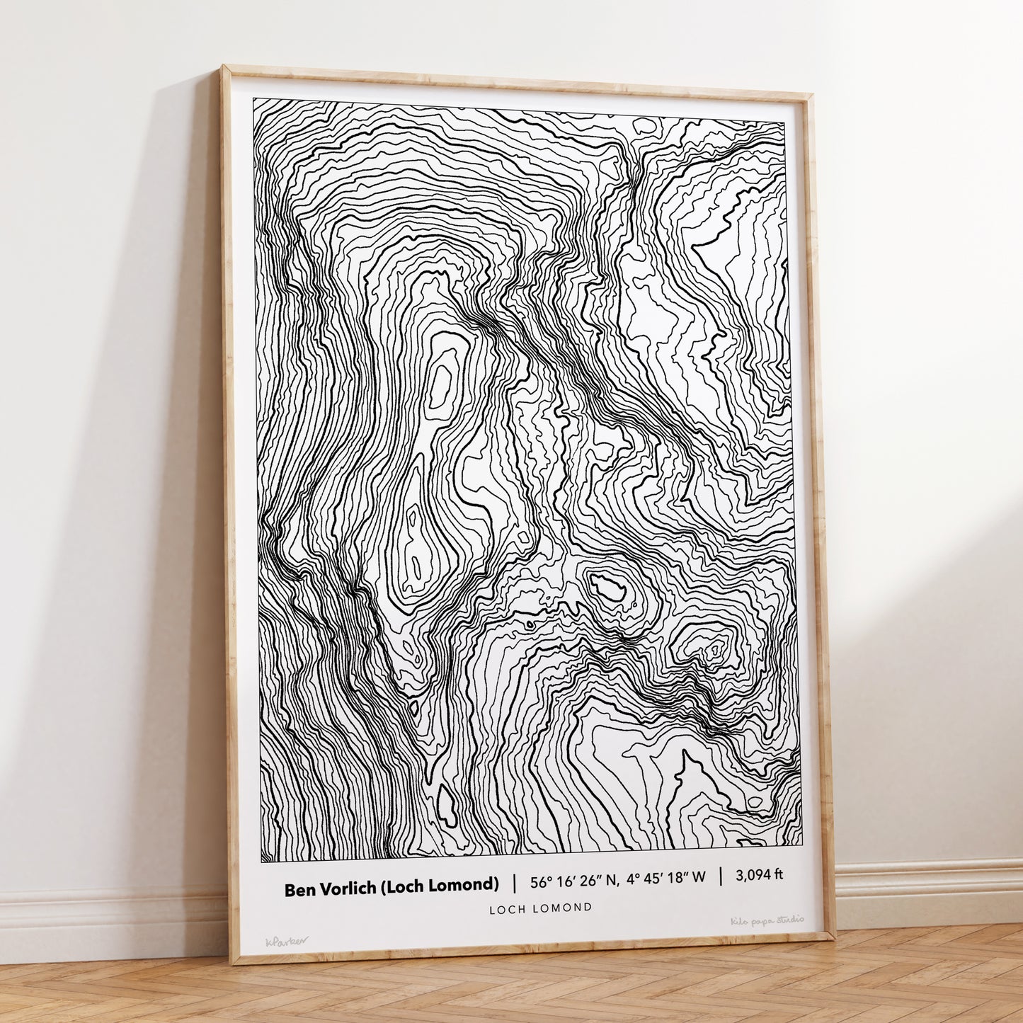 Ben Vorlich Loch Lomond Topography Map Print