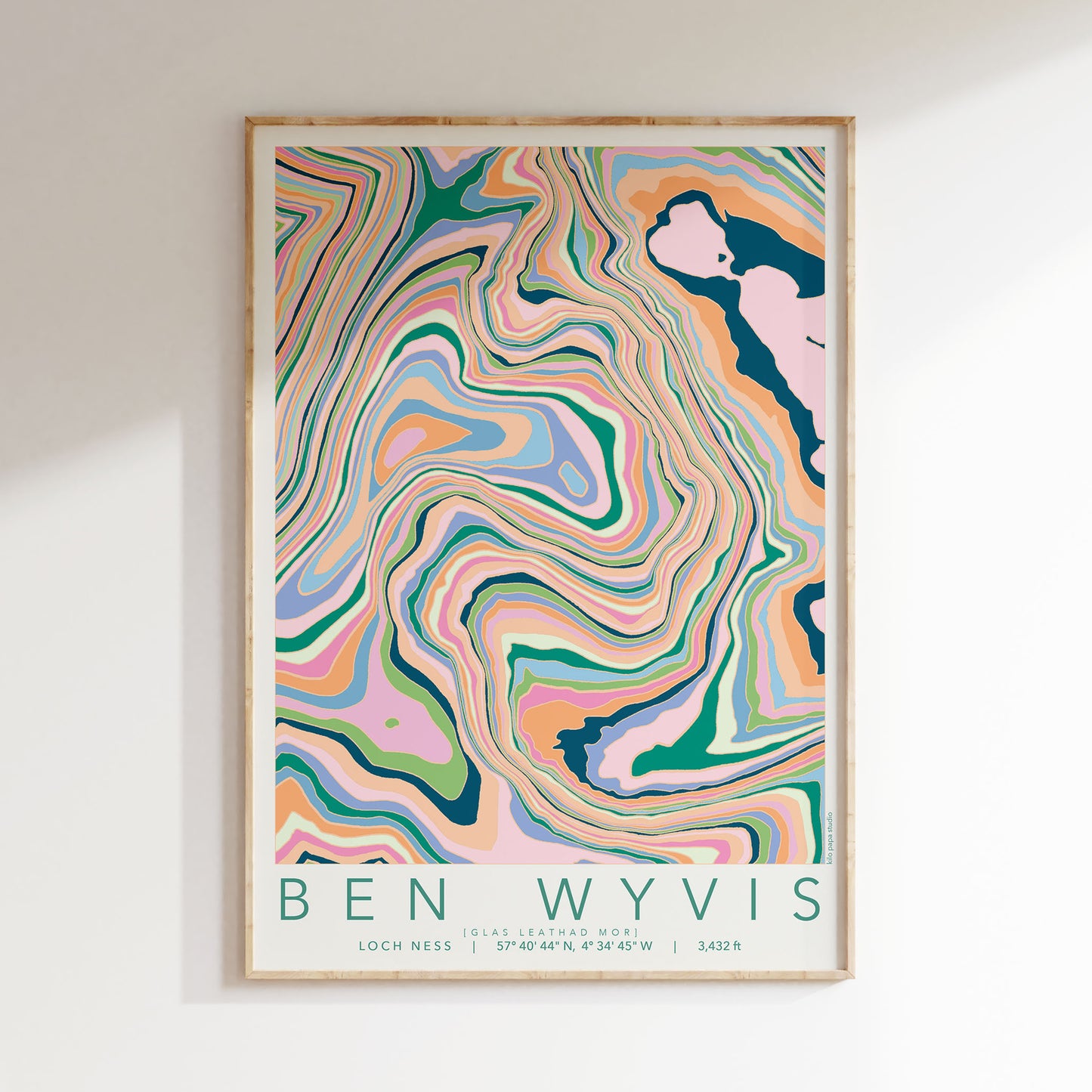 Ben Wyvis Colourful Topography Map Print