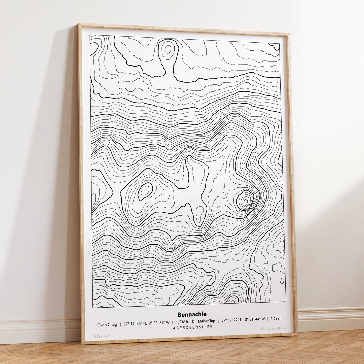 Bennachie Topography Map Print