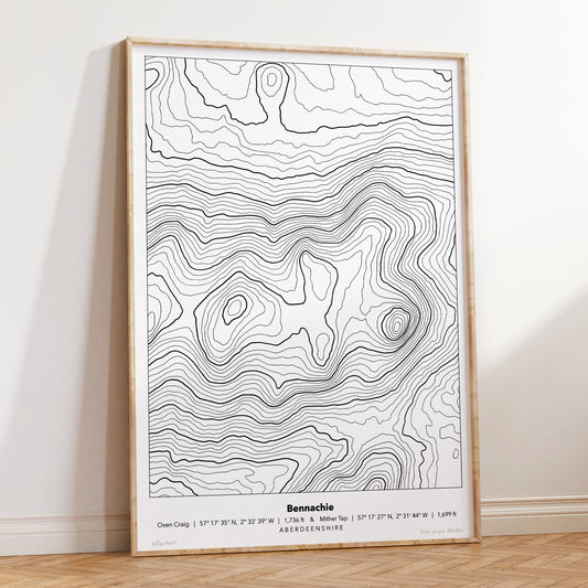 Bennachie Topography Map Print