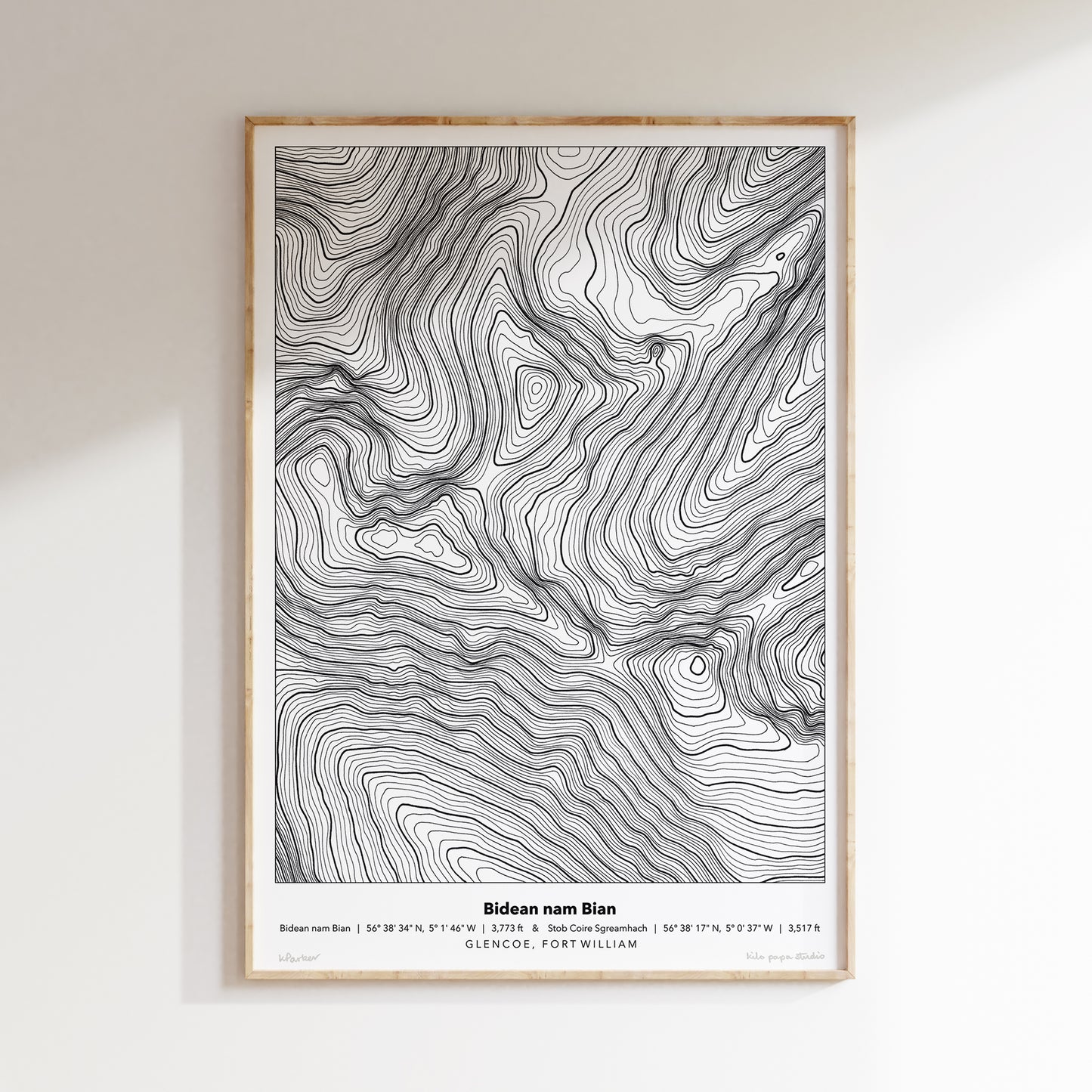 Bidean nam Bian Topography Map Print