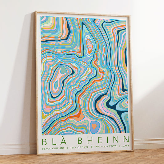 Blà Bheinn Colourful Topography Map Print