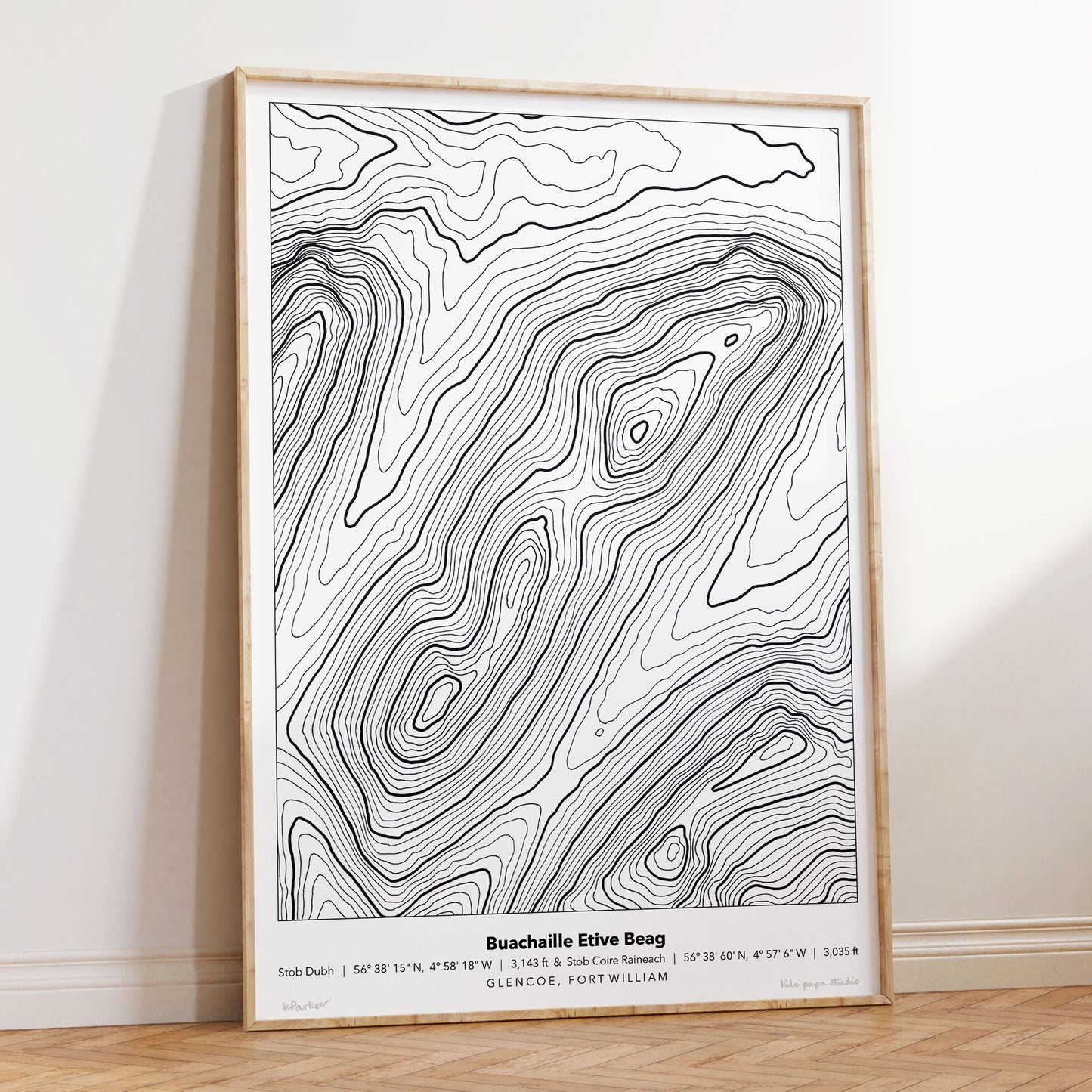 Buachaille Etive Beag Topography Map Print