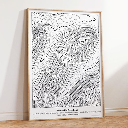 Buachaille Etive Beag Topography Map Print