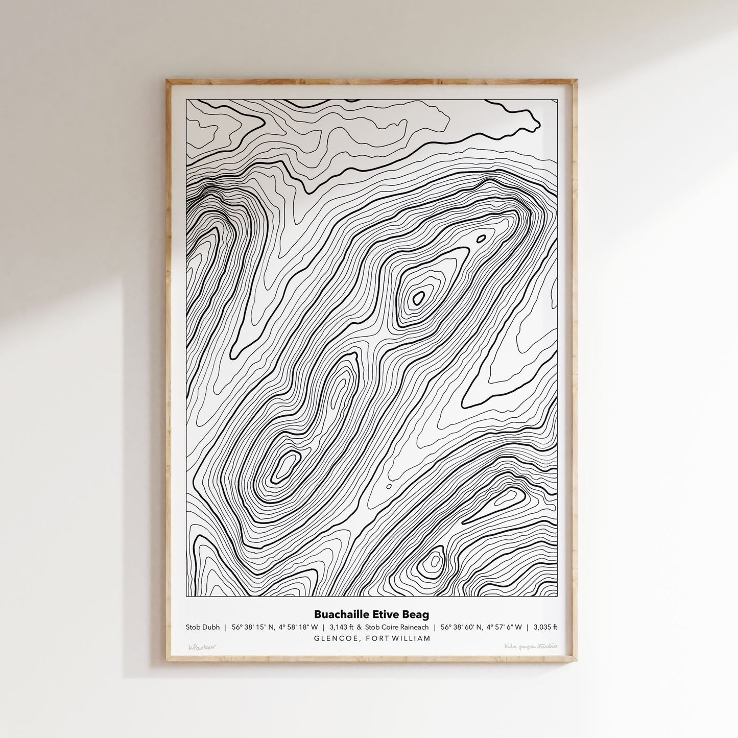 Buachaille Etive Beag Topography Map Print