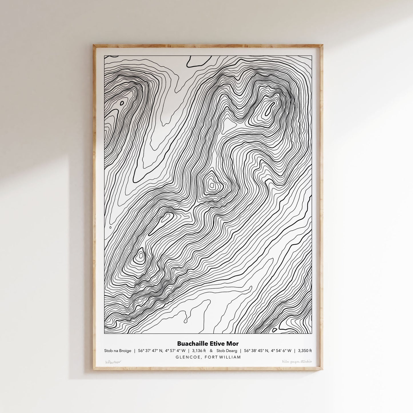 Buachaille Etive Mor Topography Map Print