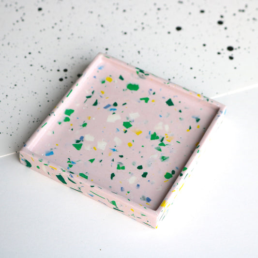 Square Trinket Tray in Pink Terrazzo