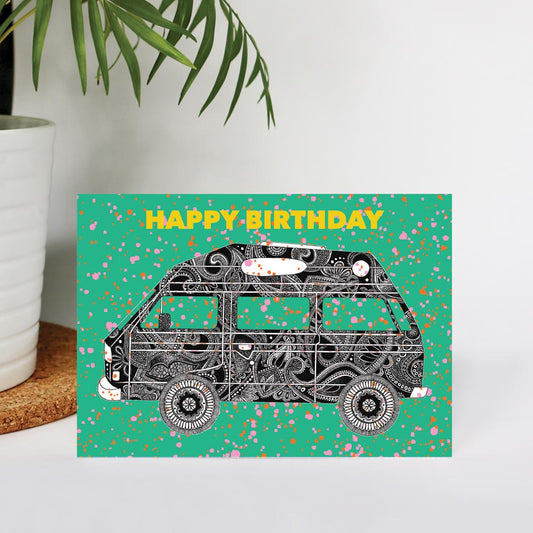 Camper Colourful Birthday Card
