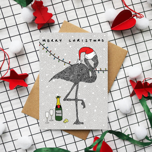 Party Flamingo Christmas Card