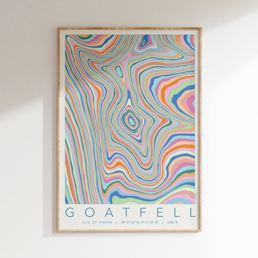 Goatfell Colourful Topography Print