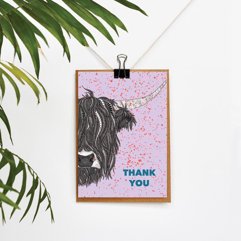 Highland Cow Thank You Card