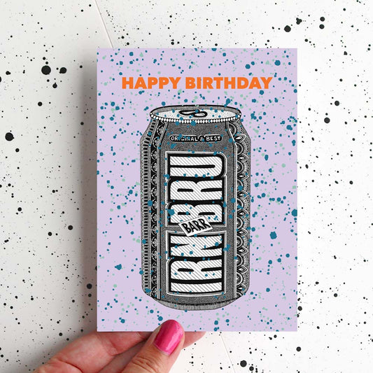 Irn Bru Lilac Birthday Card