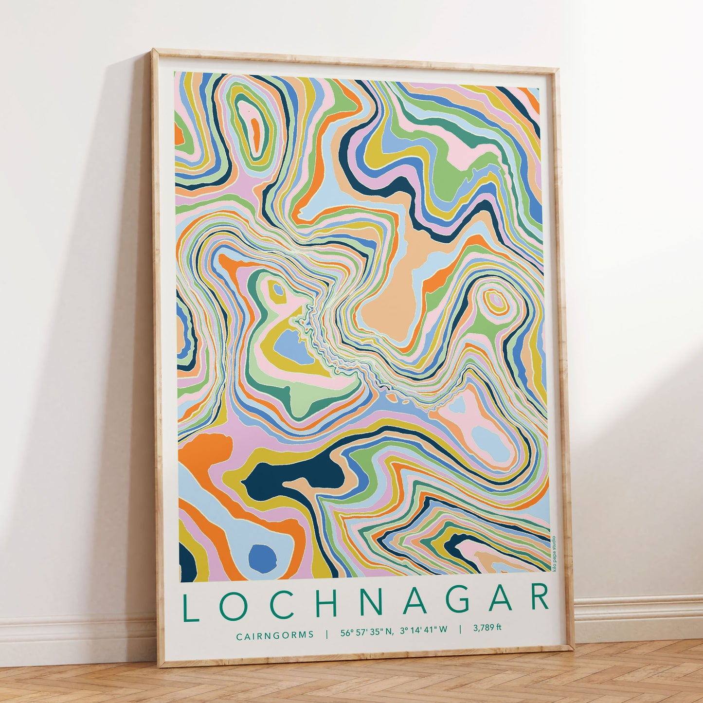 Lochnagar Colourful Topography Map Print