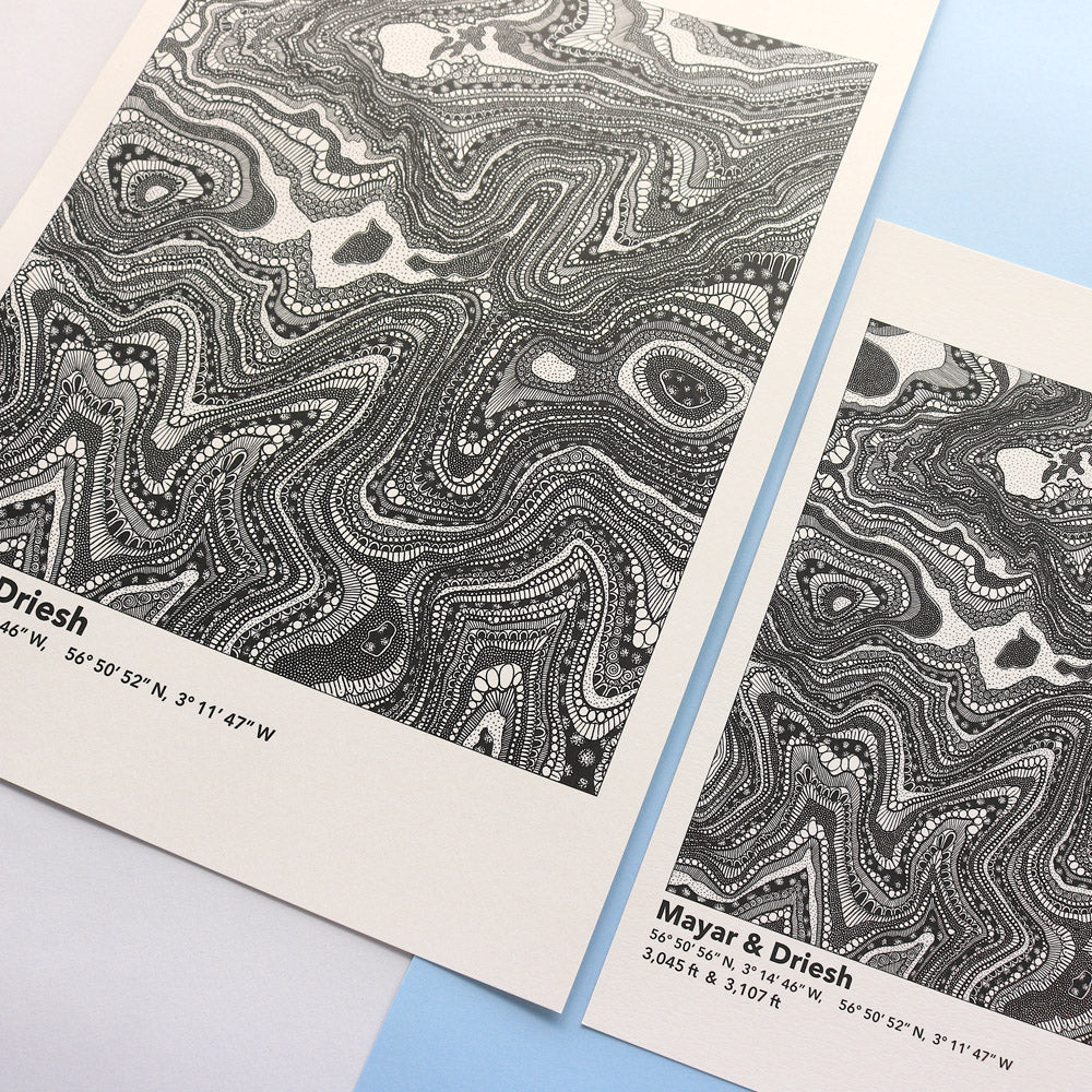 Mayar & Driesh Topography Map Print