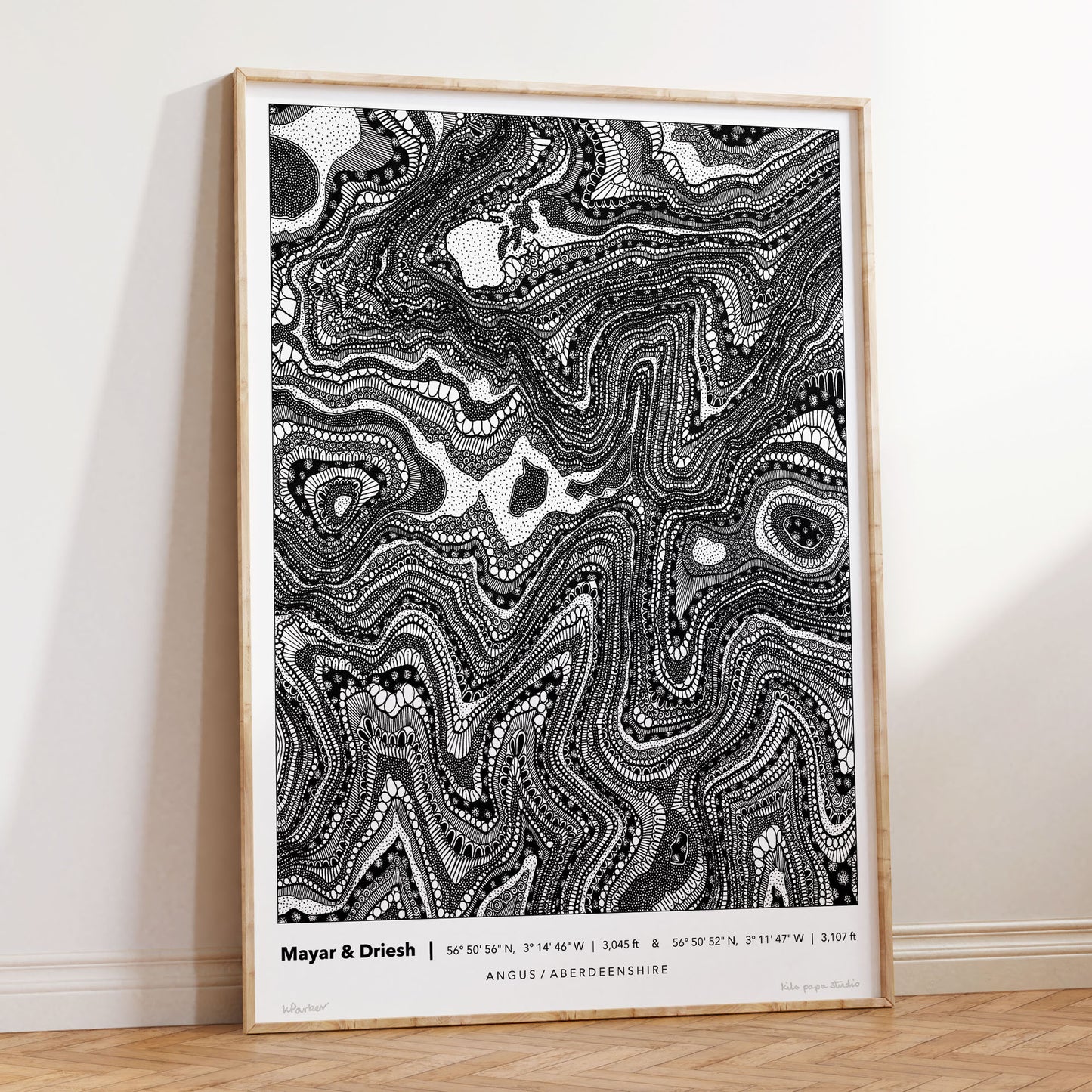 Mayar & Driesh Topography Map Print