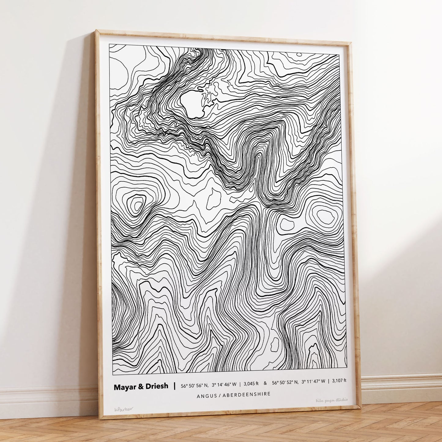Mayar & Driesh Topography Map Print