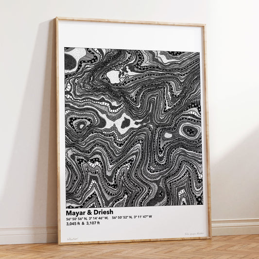 Mayar & Driesh Topography Map Print