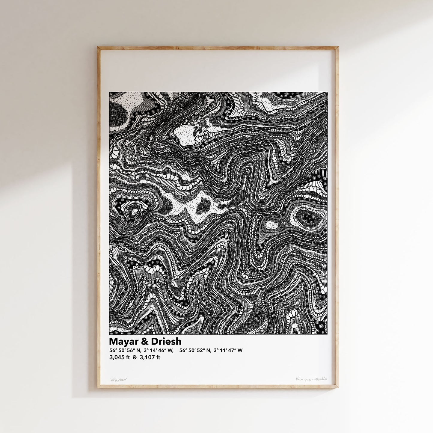 Mayar & Driesh Topography Map Print