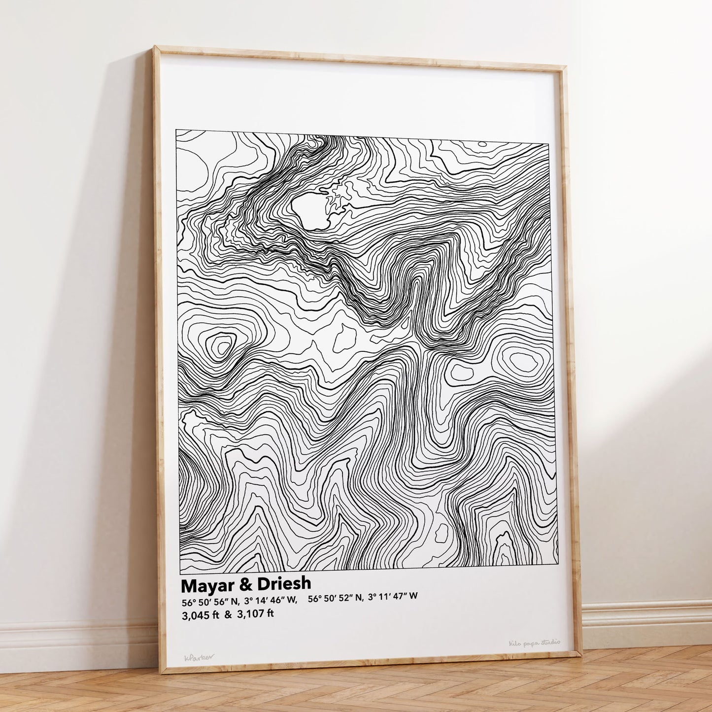 Mayar & Driesh Topography Map Print