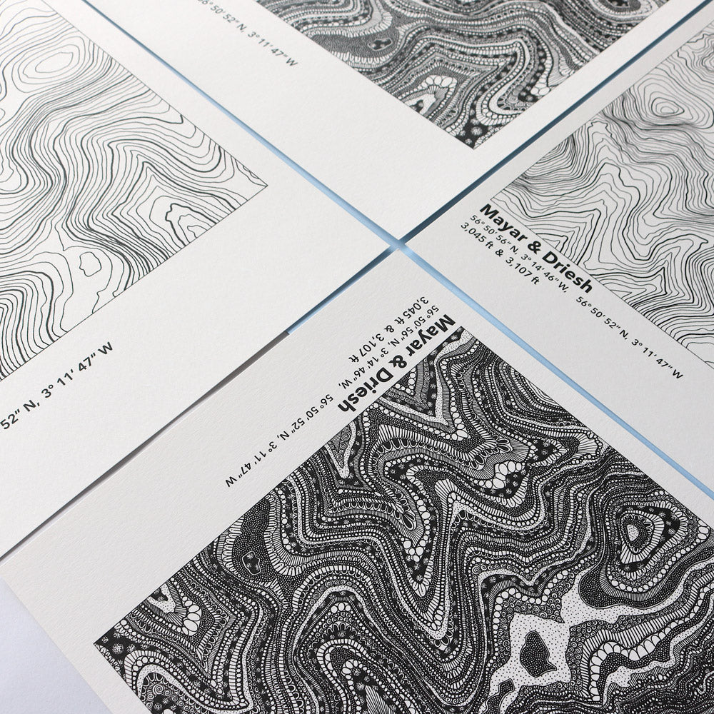 Mayar & Driesh Topography Map Print