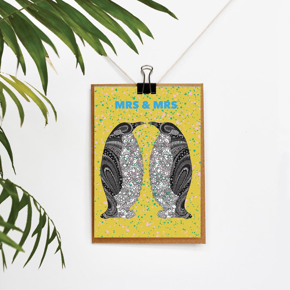 Mrs & Mrs Colourful Wedding Card