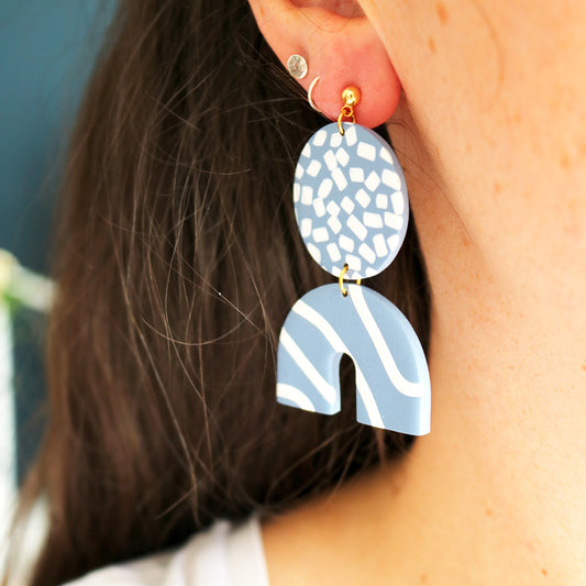 Lunar Drops in Blue w/white Speckle