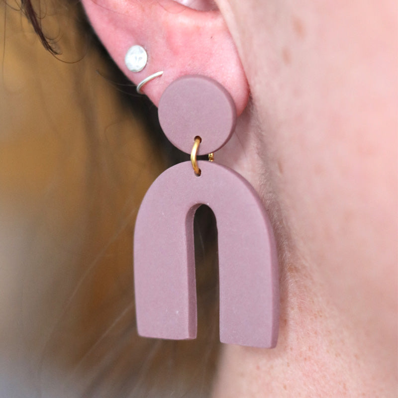 Arch Dangles in Dusty Pink