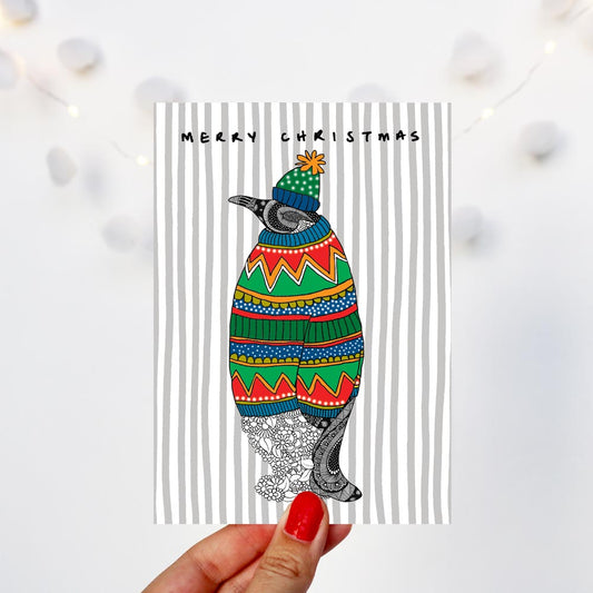 Penguin in Jumper Christmas Card