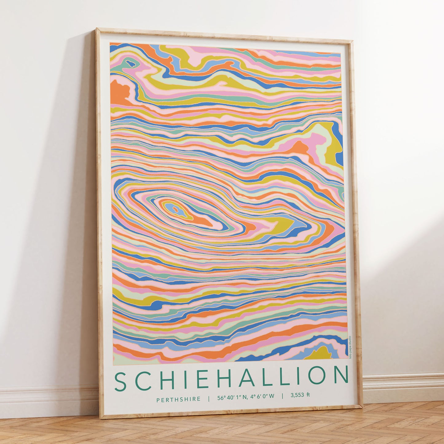 Schiehallion Colourful Topography Map Print