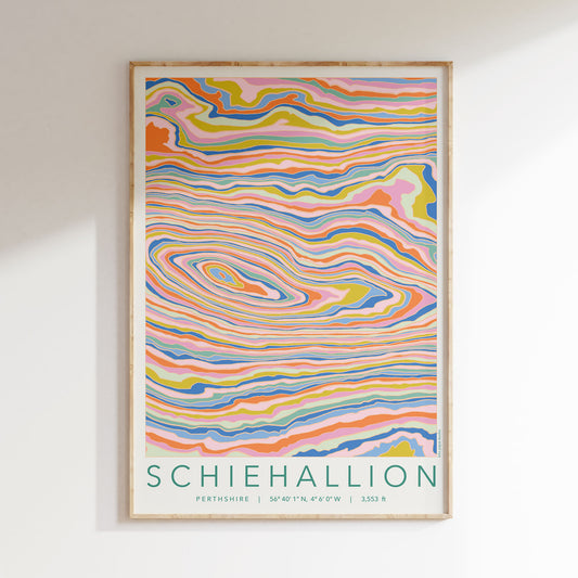 Schiehallion Colourful Topography Map Print