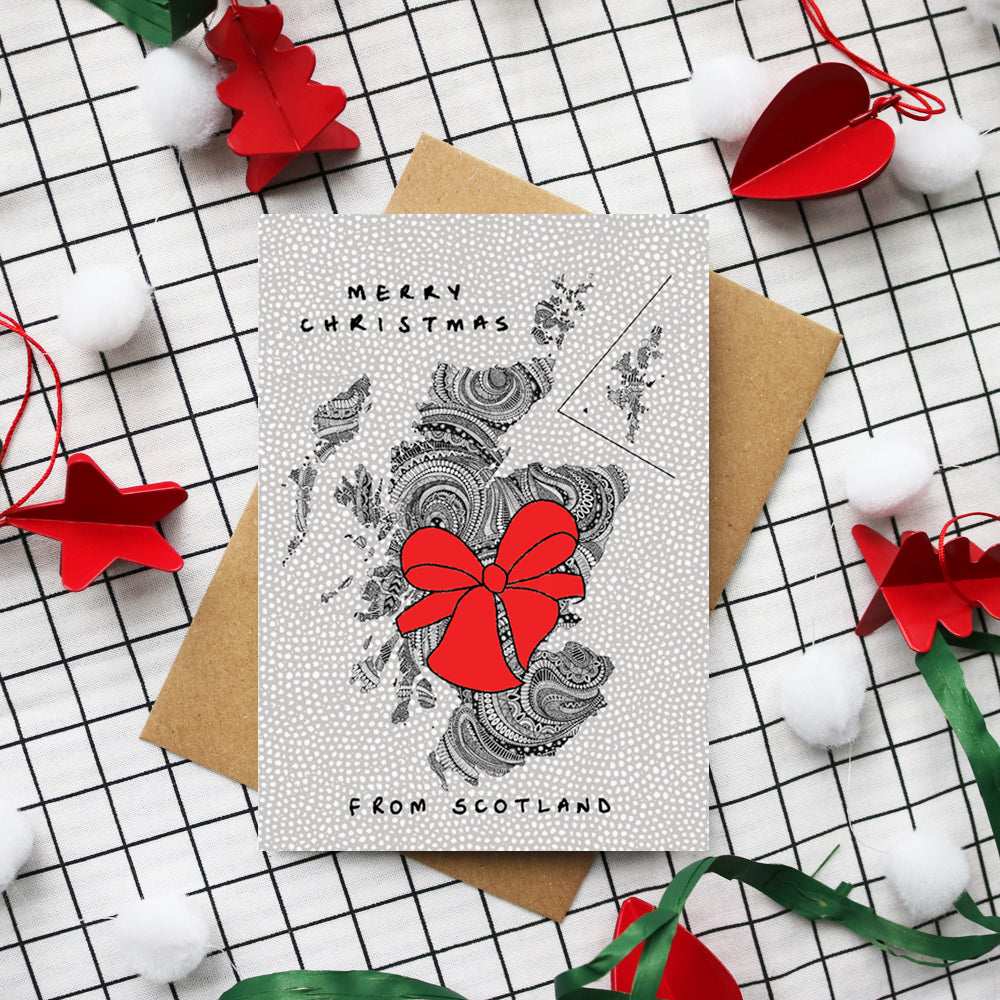Scotland Map Christmas Card
