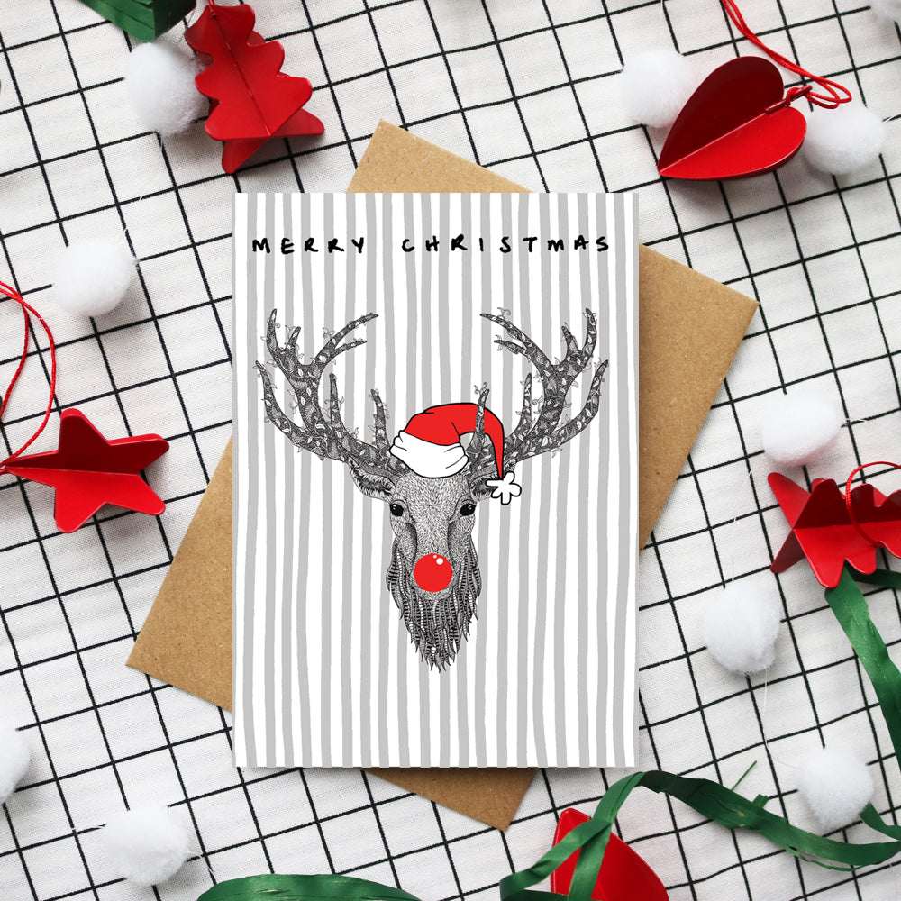 Scottish Stag Head Christmas Card