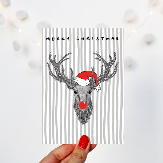 Scottish Stag Head Christmas Card