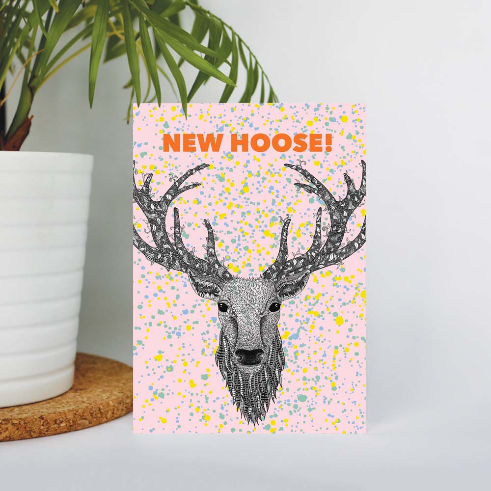Stag's Head Colourful New Home Card